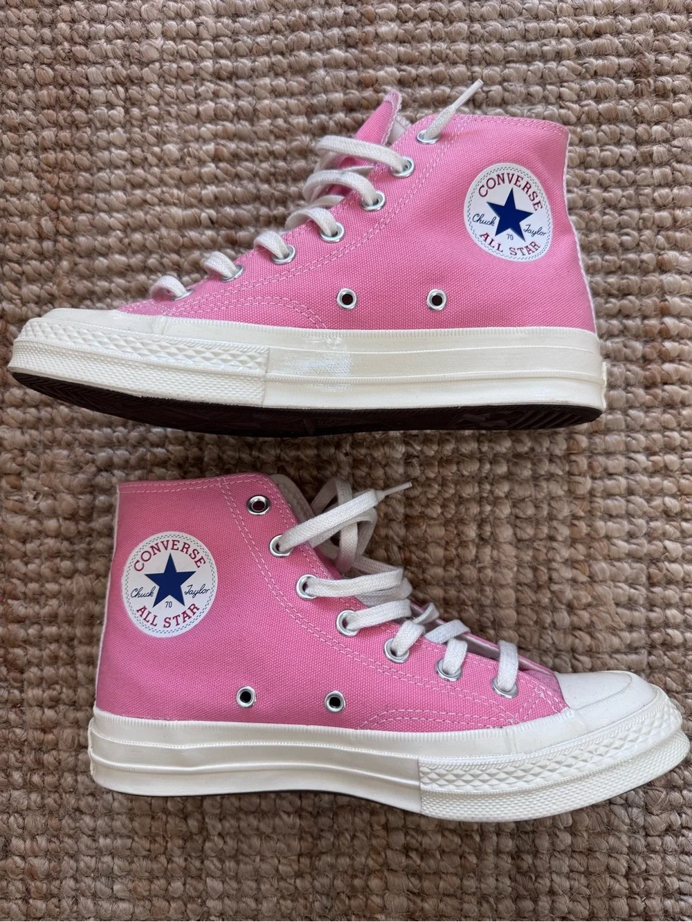 New CDG Play Converse ‘70 Hi in Bright Pink